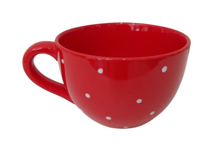 Xícara Porcelana Vermelho Poá